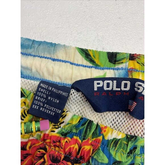 Vintage Polo Sport Ralph Lauren 4" Swim Short Mens M Mesh Lined Tropical Floral - Picture 6 of 13